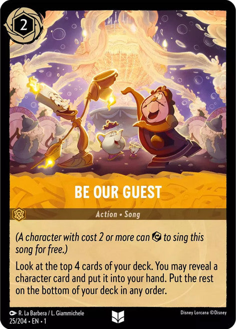 Carta Be Our Guest,Set The First Chapter, Número de Tarjeta 25 , Color Amber, Rarity Uncommon