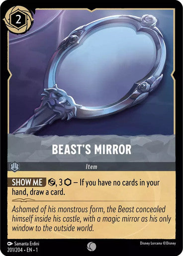 Carta Beast's Mirror,Set The First Chapter, Número de Tarjeta 201 , Color Steel, Rarity Common