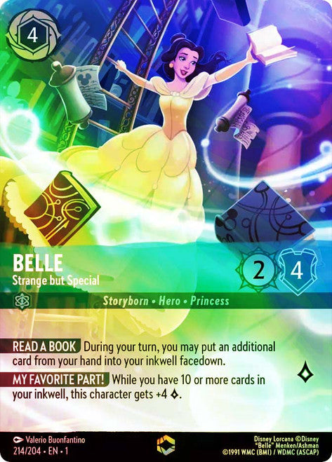 Carta Belle - Strange but Special,Set The First Chapter, Número de Tarjeta 214 , Color Sapphire, Rarity Enchanted