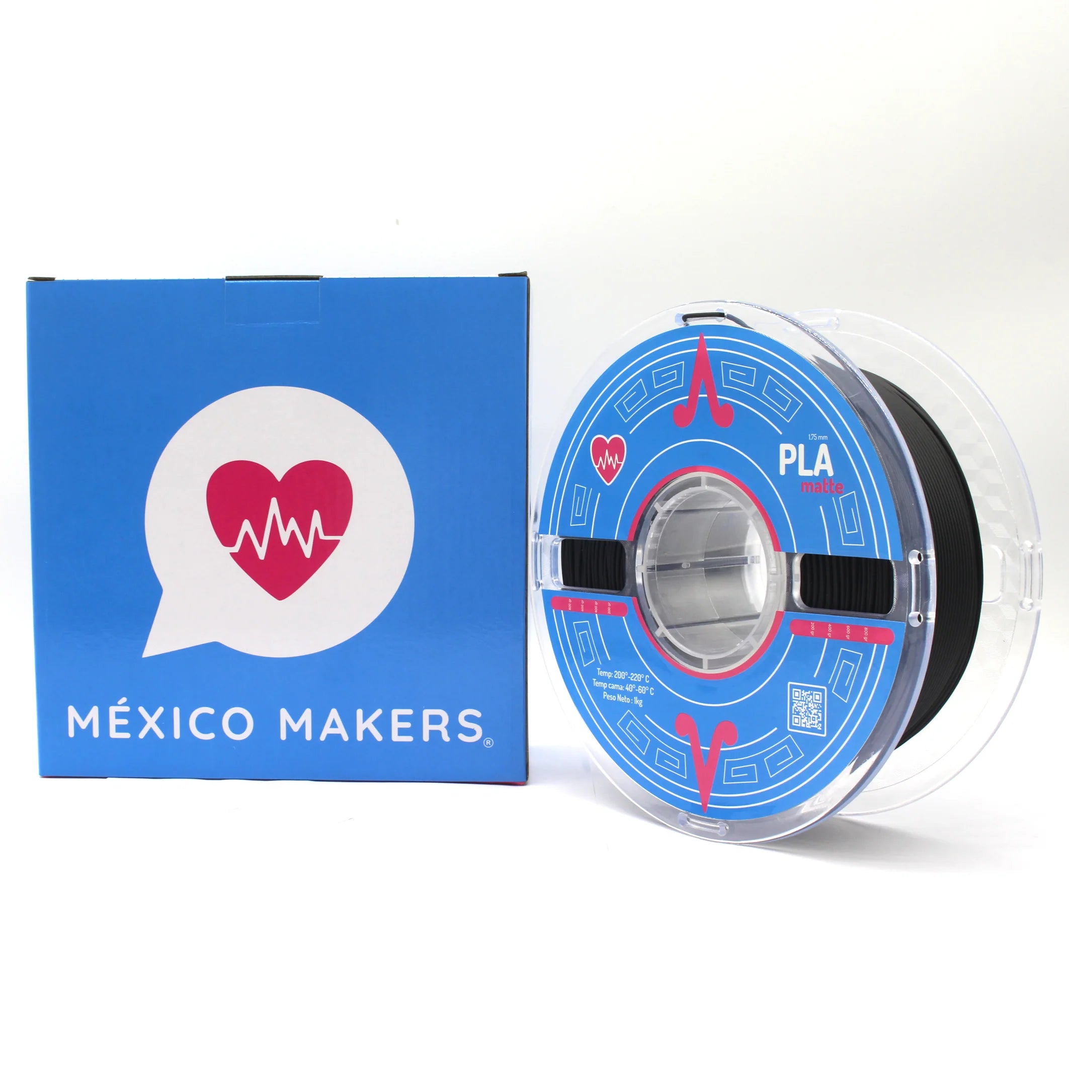 México Makers - Filamento PLA Matte Negro Carbon para Impresora 3D