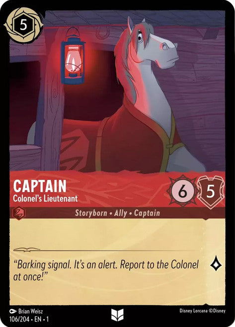 Carta Captain - Colonel's Lieutenant,Set The First Chapter, Número de Tarjeta 106 , Color Ruby, Rarity Uncommon