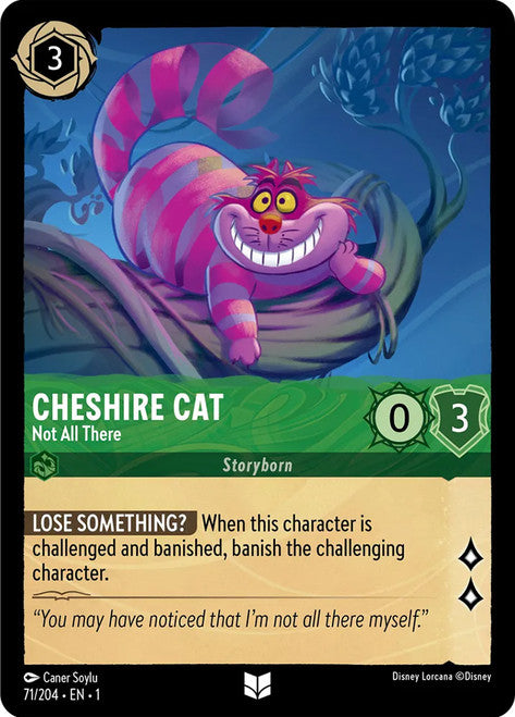 Carta Cheshire Cat - Not All There,Set The First Chapter, Número de Tarjeta 71 , Color Emerald, Rarity Uncommon