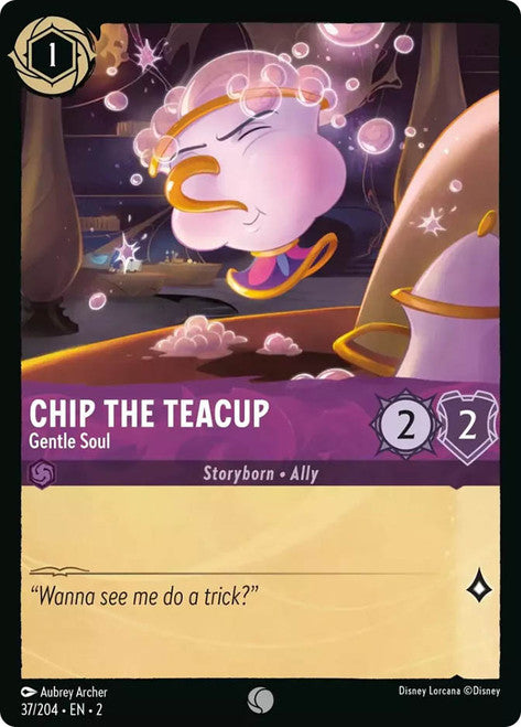 Carta Chip the Teacup - Gentle Soul,Set Rise of the Floodborn , Número de Tarjeta 37 , Color Amethyst, Rarity Common