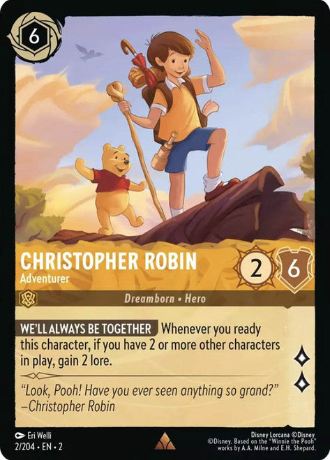 Carta Christopher Robin - Adventurer,Set Rise of the Floodborn , Número de Tarjeta 2 , Color Amber, Rarity Rare