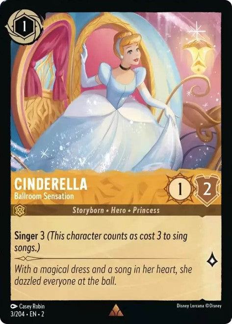 Carta Cinderella - Ballroom Sensation,Set Rise of the Floodborn , Número de Tarjeta 3 , Color Amber, Rarity Rare