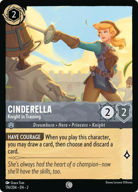 Carta Cinderella - Knight in Training,Set Rise of the Floodborn , Número de Tarjeta 176 , Color Steel, Rarity Common