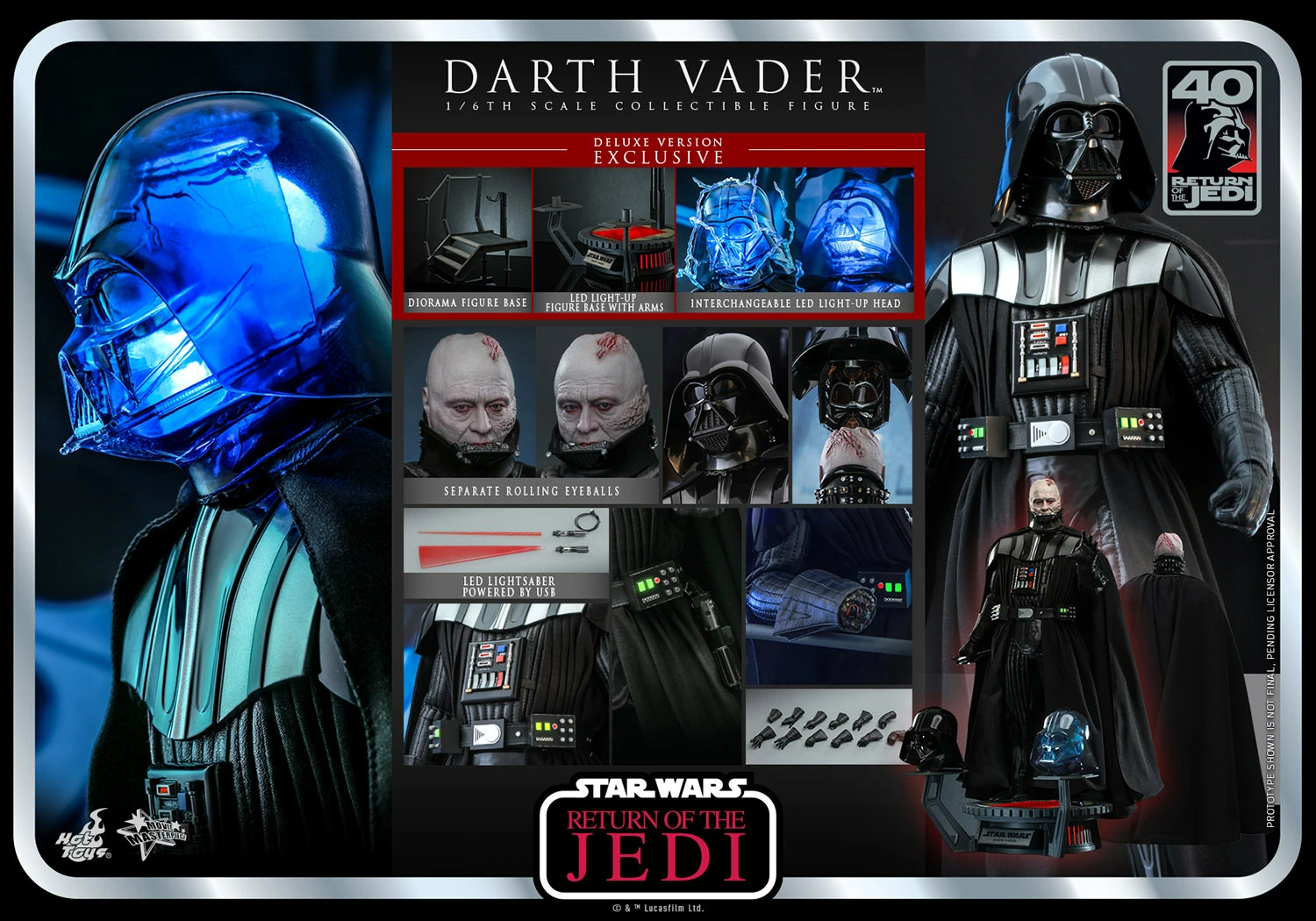 Hot Toys Star Wars: Return Of The Jedi 40 Aniversario - Darth Vader Deluxe Escala 1/6