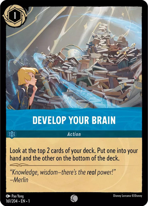 Carta Develop Your Brain,Set The First Chapter, Número de Tarjeta 161 , Color Sapphire, Rarity Common