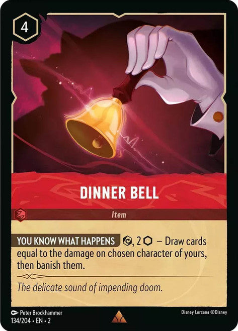 Carta Dinner Bell,Set Rise of the Floodborn , Número de Tarjeta 134 , Color Ruby, Rarity Rare