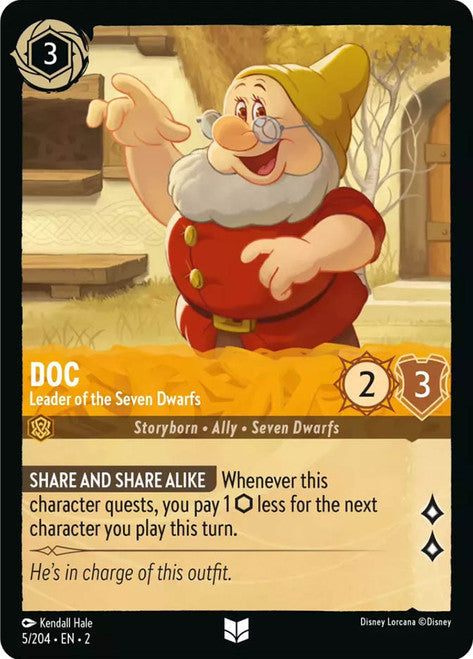 Carta Doc - Leader of the Seven Dwarfs,Set Rise of the Floodborn , Número de Tarjeta 5 , Color Amber, Rarity Uncommon