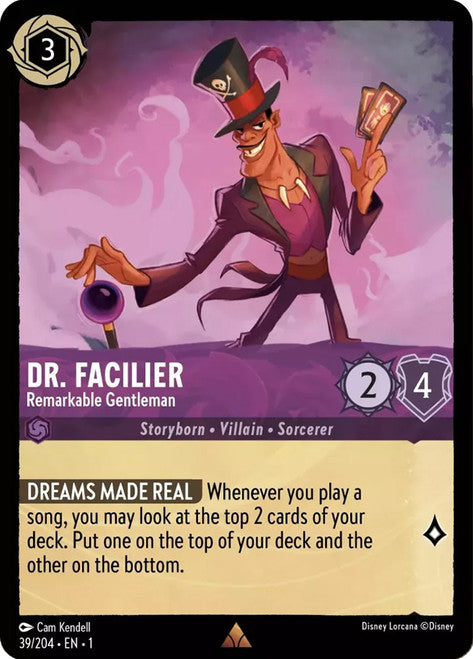 Carta Dr. Facilier - Remarkable Gentleman,Set The First Chapter, Número de Tarjeta 39 , Color Amethyst, Rarity Rare