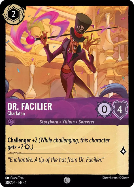 Carta Dr. Facilier - Charlatan,Set The First Chapter, Número de Tarjeta 38 , Color Amethyst, Rarity Common