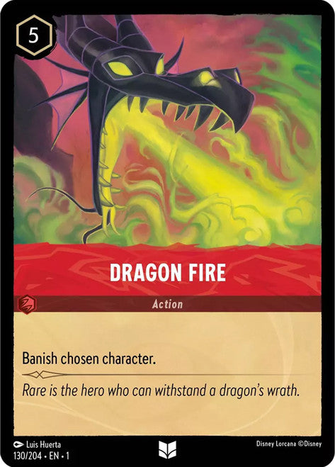 Carta Dragon Fire,Set The First Chapter, Número de Tarjeta 130 , Color Ruby, Rarity Uncommon