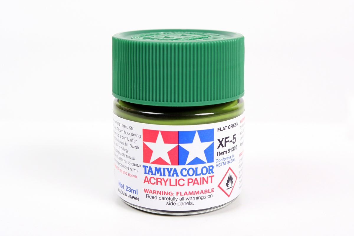 Tamiya - Acrylic XF-5 Flat Green Paint, 23ml Bottle