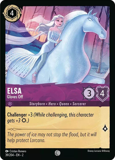 Carta Elsa - Gloves Off,Set Rise of the Floodborn , Número de Tarjeta 39 , Color Amethyst, Rarity Common