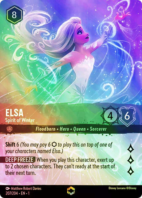 Carta Elsa - Spirit of Winter,Set The First Chapter, Número de Tarjeta 207 , Color Amethyst, Rarity Enchanted
