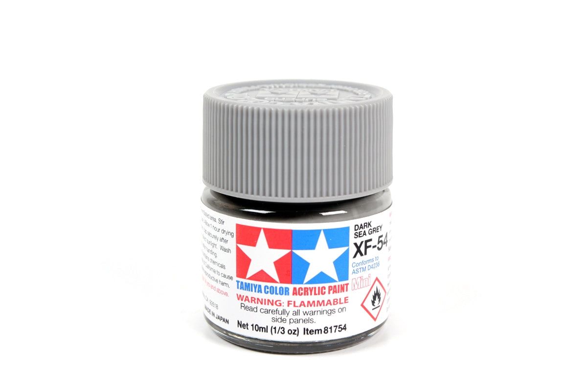 Tamiya - XF-54 Flat Dark Sea Grey Acrylic Paint, 10ml Bottle
