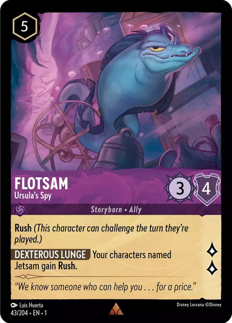Carta Flotsam - Ursula's Spy,Set The First Chapter, Número de Tarjeta 43 , Color Amethyst, Rarity Rare