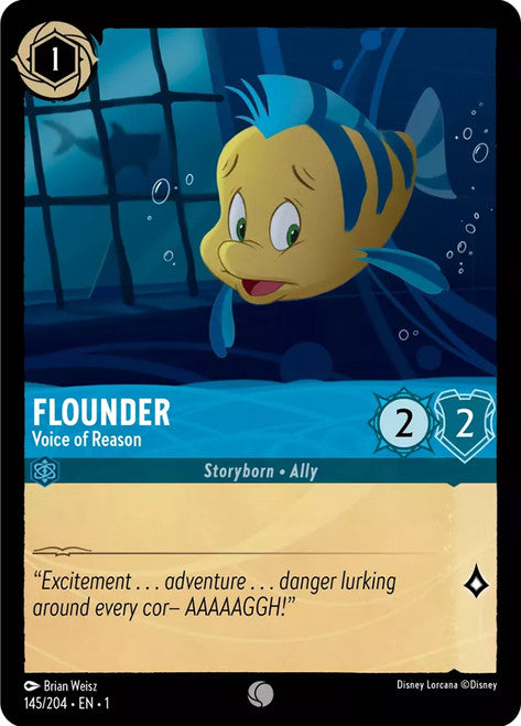 Carta Flounder - Voice of Reason,Set The First Chapter, Número de Tarjeta 145 , Color Sapphire, Rarity Common