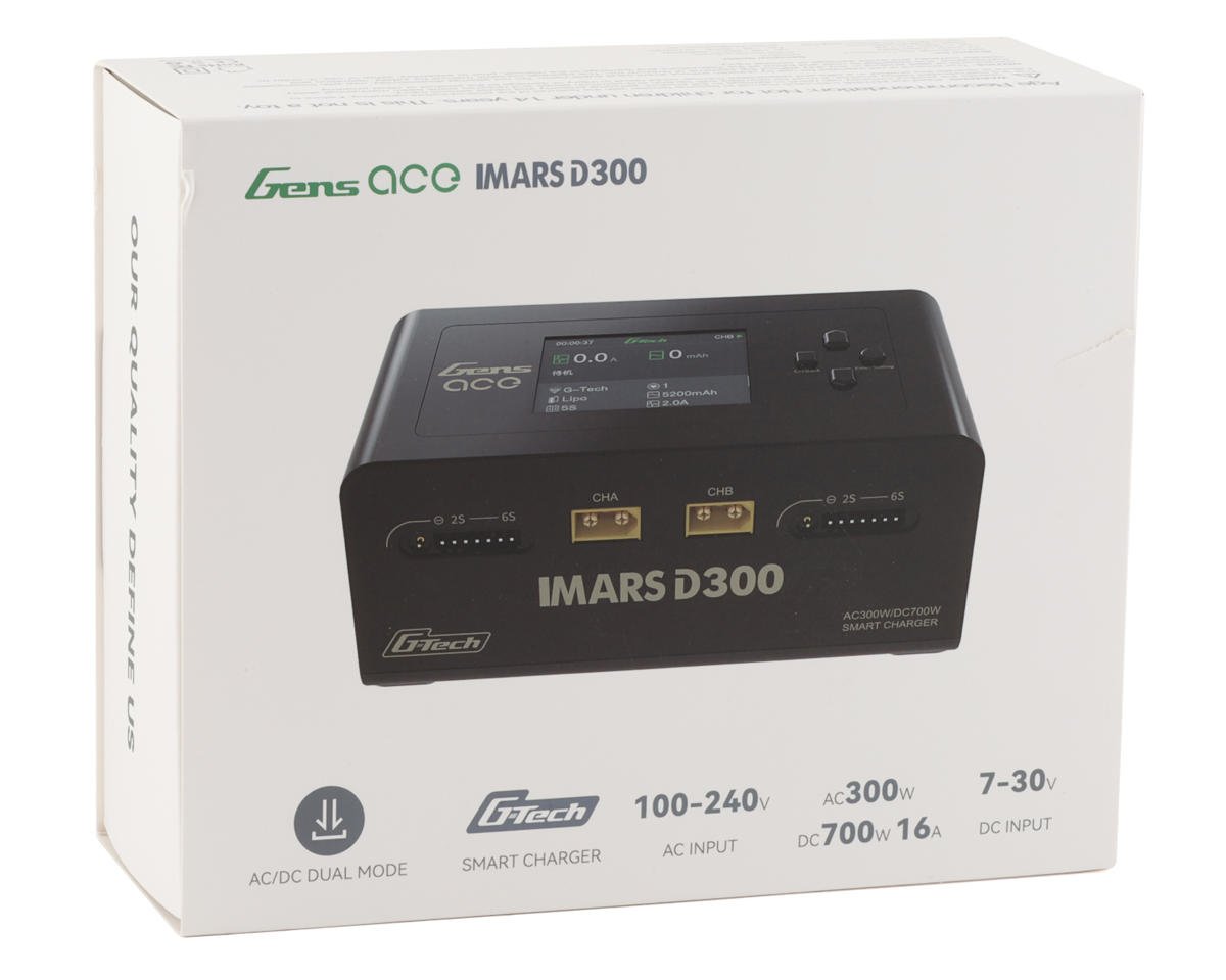 Gens Ace - Imars D300 G-Tech Smart Dual AC/DC Charger (6S/16A) (Black) (AC-300W) (DC-350W x2)