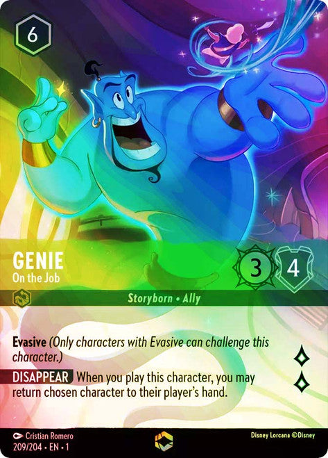 Carta Genie - On the Job,Set The First Chapter, Número de Tarjeta 209 , Color Emerald, Rarity Enchanted