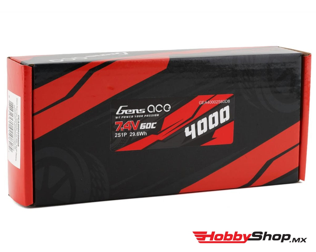 Gens Ace - 2S Lipo Battery 60C (7.4V/4000Mah) W/T-Style Connector En Existencia