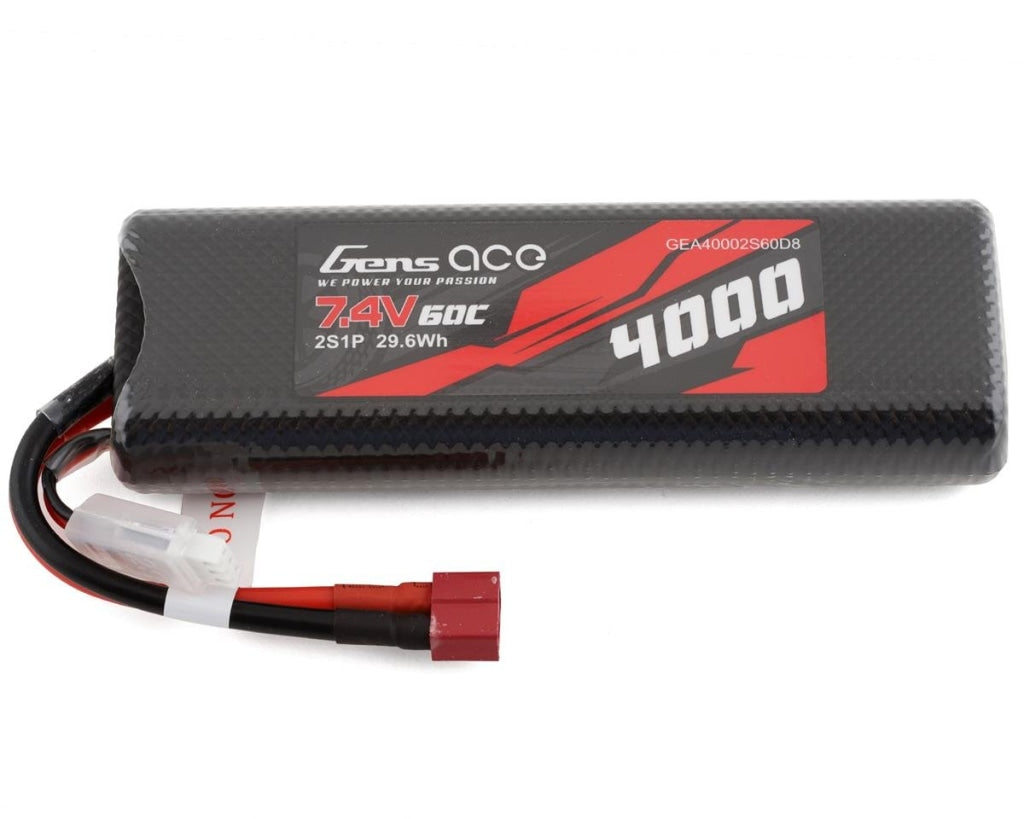 Gens Ace - 2S Lipo Battery 60C (7.4V/4000Mah) W/T-Style Connector En Existencia