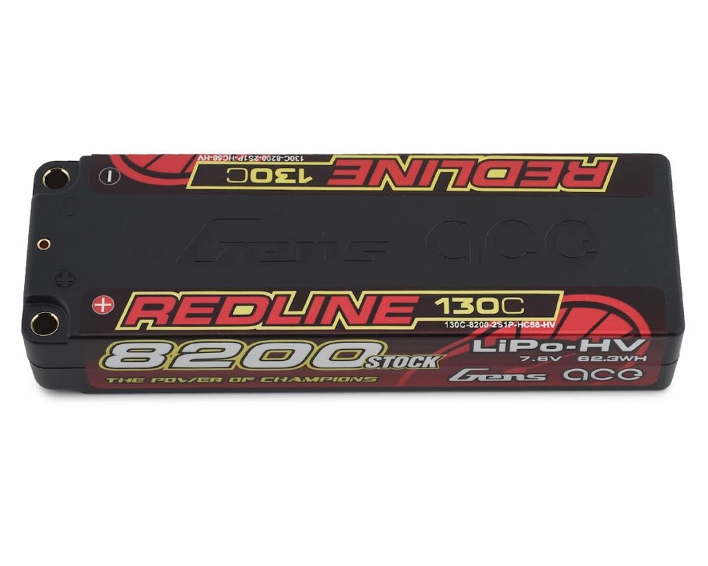 Gens Ace - Redline 2S Lihv Lipo Battery 130C W/5Mm Bullets (7.6V/8200Mah) En Existencia