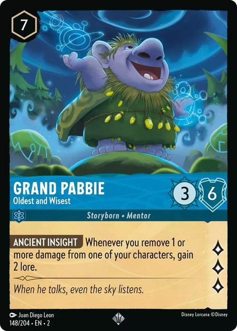 Carta Grand Pabbie - Oldest and Wisest,Set Rise of the Floodborn , Número de Tarjeta 148 , Color Sapphire, Rarity Super Rare