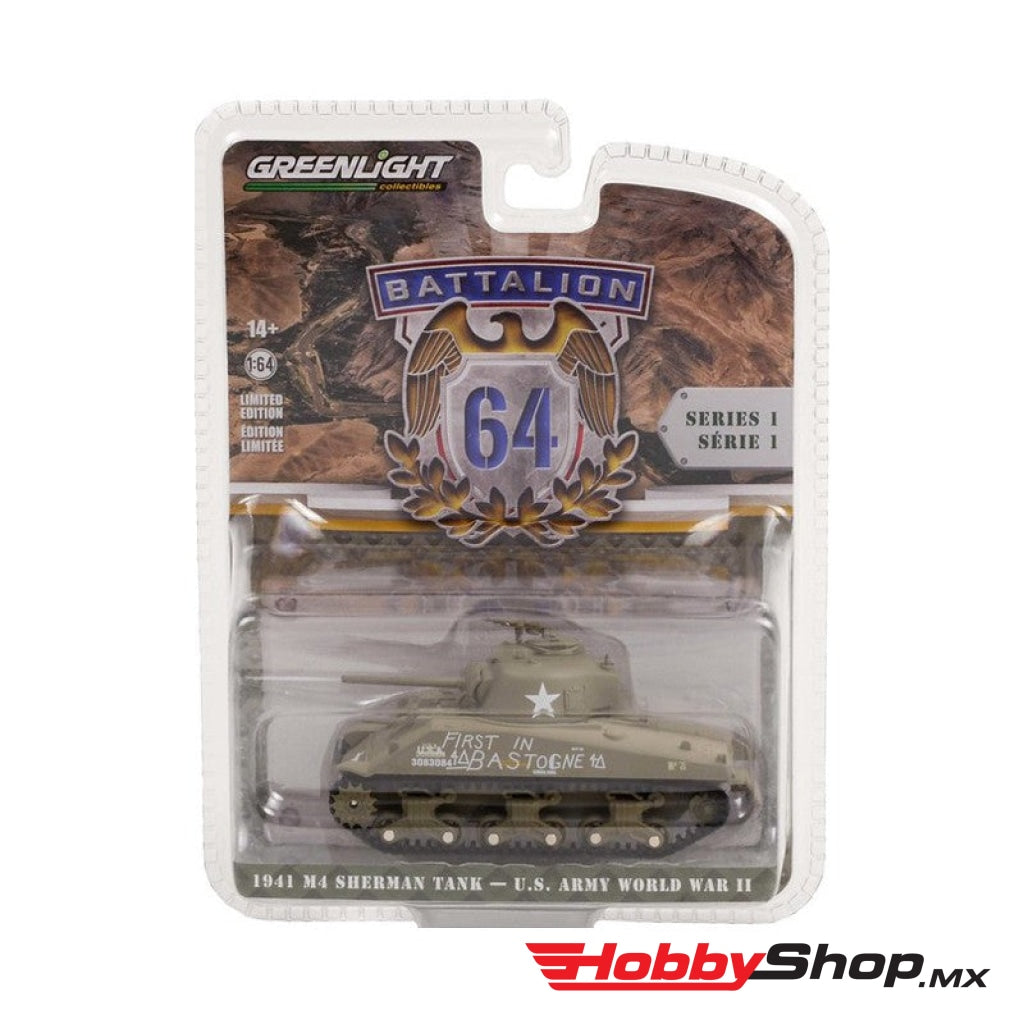 Greenlight - Battalion 64 Series 1 1941 M4 Sherman Tank Escala 1:64 En Existencia