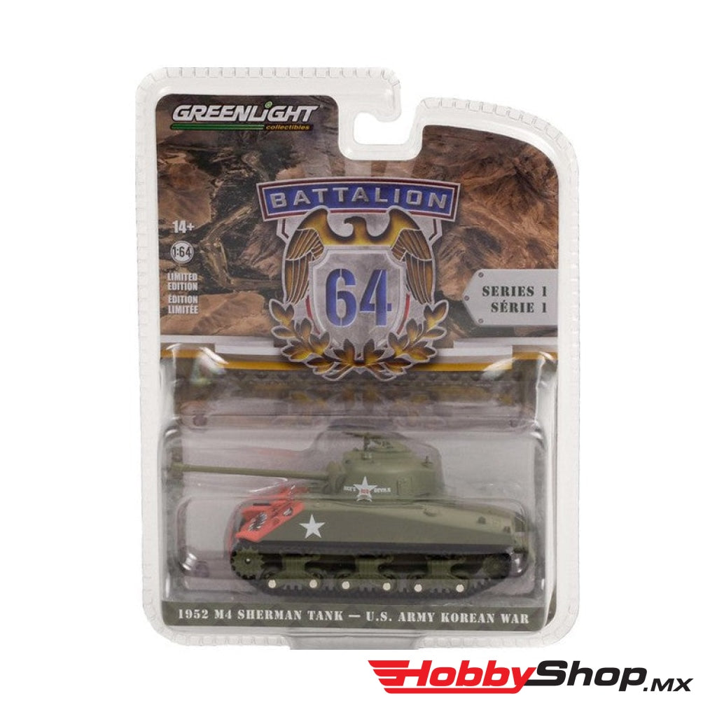 Greenlight - Battalion 64 Series 1 1952 M4 Sherman Tank Escala 1:64 En Existencia