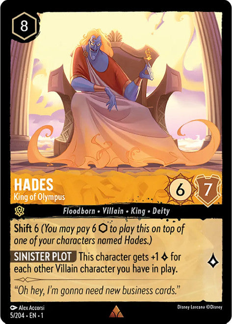 Carta Hades - King of Olympus,Set The First Chapter, Número de Tarjeta 5 , Color Amber, Rarity Rare