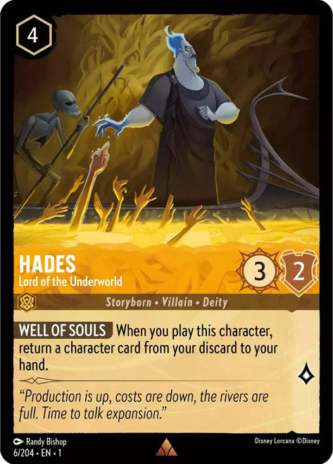 Carta Hades - Lord of the Underworld,Set The First Chapter, Número de Tarjeta 6 , Color Amber, Rarity Rare