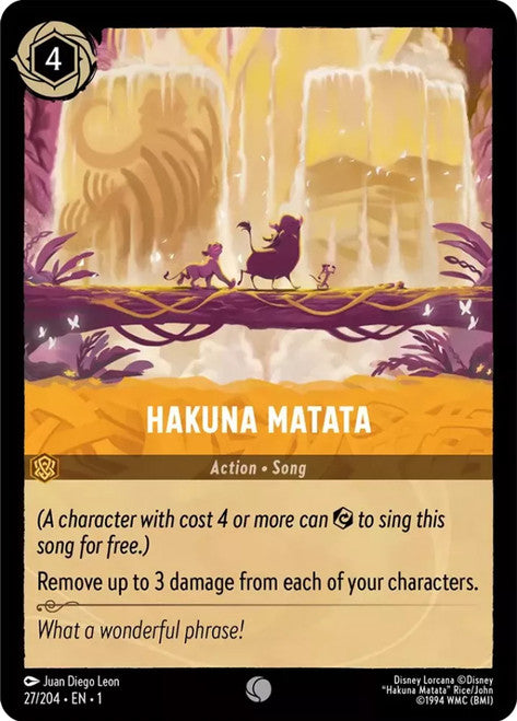 Carta Hakuna Matata,Set The First Chapter, Número de Tarjeta 27 , Color Amber, Rarity Common
