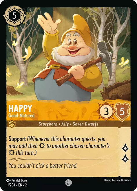 Carta Happy - Good-Natured,Set Rise of the Floodborn , Número de Tarjeta 11 , Color Amber, Rarity Common