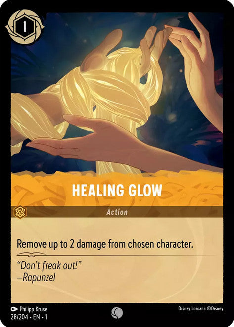 Carta Healing Glow,Set The First Chapter, Número de Tarjeta 28 , Color Amber, Rarity Common
