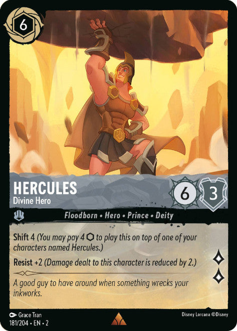 Carta Hercules - Divine Hero,Set Rise of the Floodborn , Número de Tarjeta 181 , Color Steel, Rarity Rare