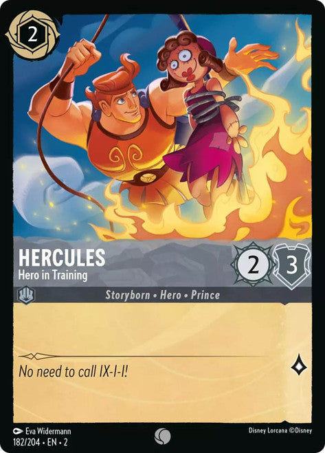 Carta Hercules - Hero in Training,Set Rise of the Floodborn , Número de Tarjeta 182 , Color Steel, Rarity Common