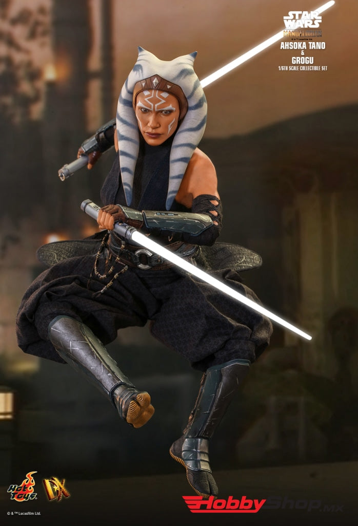 Hot Toys Dx Series - Star Wars The Mandalorian Ahsoka Tano Y Grogu Baby Yoda Escala 1/6 En