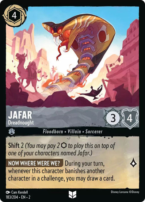 Carta Jafar - Dreadnought,Set Rise of the Floodborn , Número de Tarjeta 183 , Color Steel, Rarity Uncommon