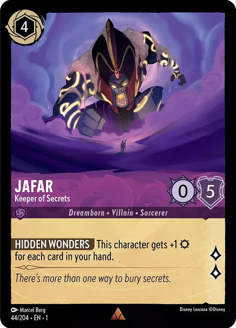 Carta Jafar - Keeper of Secrets,Set The First Chapter, Número de Tarjeta 44 , Color Amethyst, Rarity Rare