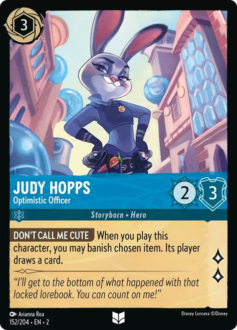 Carta Judy Hopps - Optimistic Officer,Set Rise of the Floodborn , Número de Tarjeta 152 , Color Sapphire, Rarity Uncommon