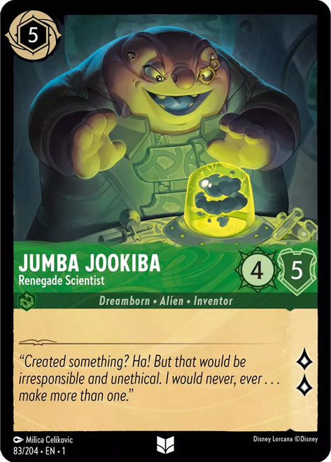 Carta Jumba Jookiba - Renegade Scientist,Set The First Chapter, Número de Tarjeta 83 , Color Emerald, Rarity Uncommon