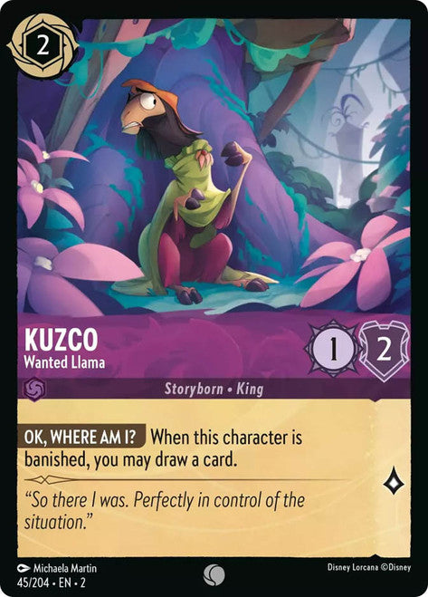 Carta Kuzco - Wanted Llama,Set Rise of the Floodborn , Número de Tarjeta 45 , Color Amethyst, Rarity Common