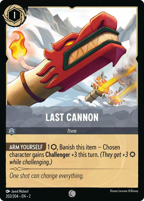 Carta Last Cannon,Set Rise of the Floodborn , Número de Tarjeta 202 , Color Steel, Rarity Common