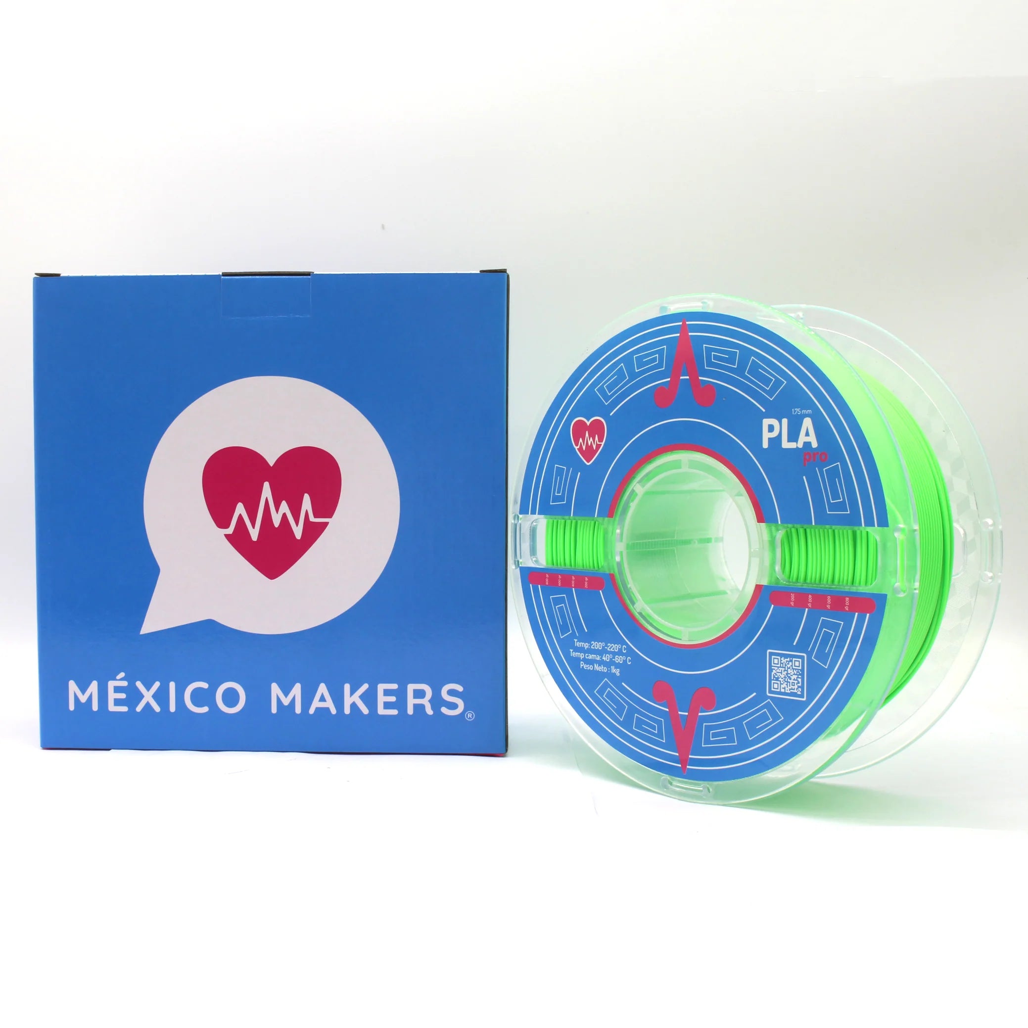 México Makers - Filamento PLA PRO Verde Fosfo para Impresora 3D