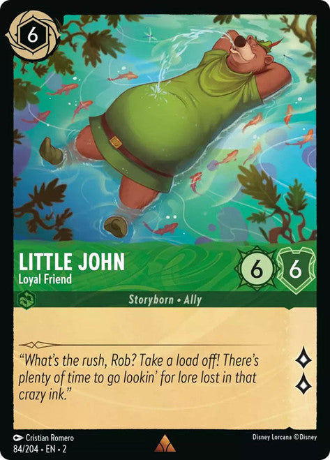 Carta Little John - Loyal Friend,Set Rise of the Floodborn , Número de Tarjeta 84 , Color Emerald, Rarity Rare