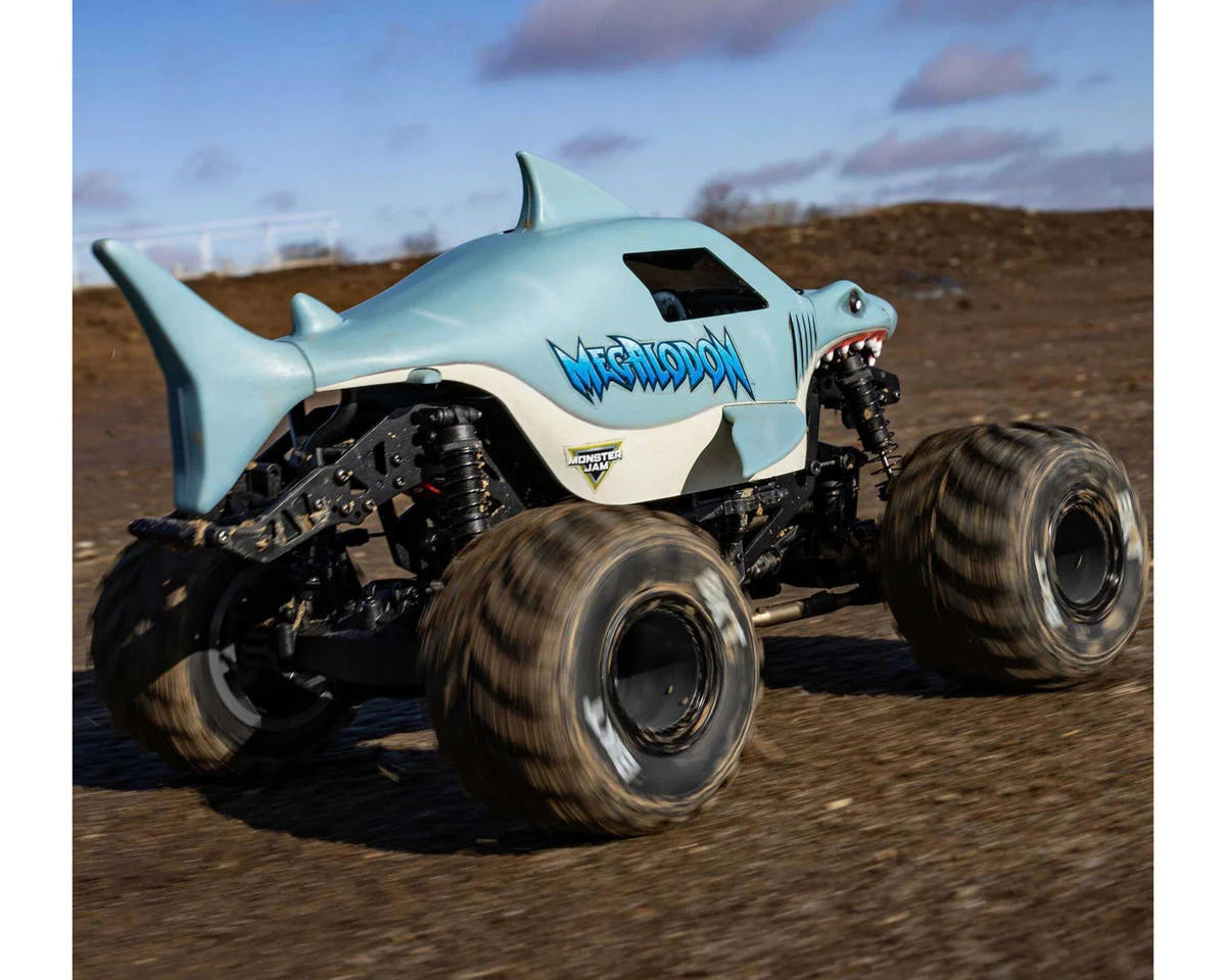 Team Losi - 1/18 Mini LMT Megalodon 2S 4X4 RTR Brushed Monster Truck (Battery & Charger Included), Blue