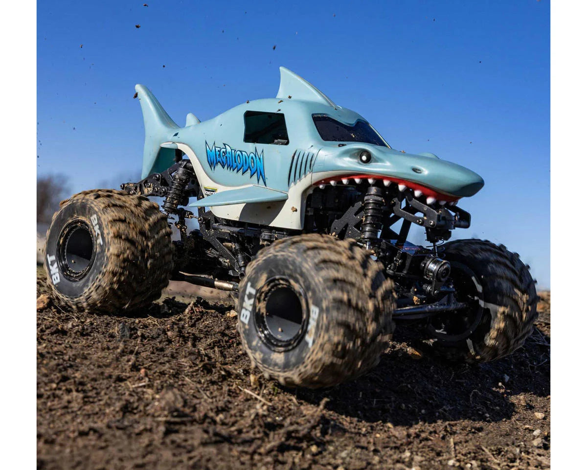 Team Losi - 1/18 Mini LMT Megalodon 2S 4X4 RTR Brushed Monster Truck (Battery & Charger Included), Blue