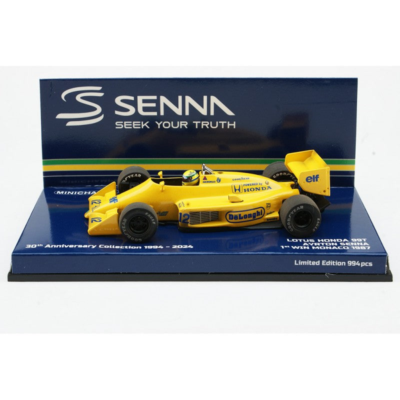 Minichamps - Ayrton Senna Lotus 99T Dirty versión #12 ganador Mónaco GP F1 1987, escala 1:43
